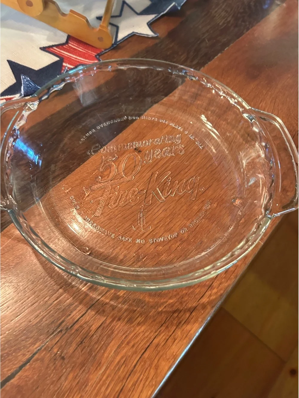 Vintage Anchor Hocking Fire-King 50th Anniversary Pie Plate